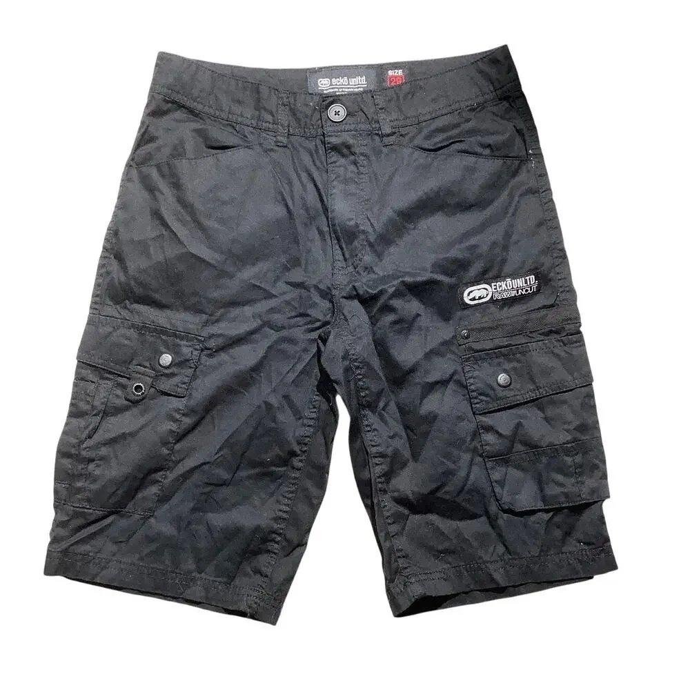 Ecko Unltd Black Cargo Shorts Men’s Size 29 – Streetwear, Utility, Raw Cut - Picture 1 of 8